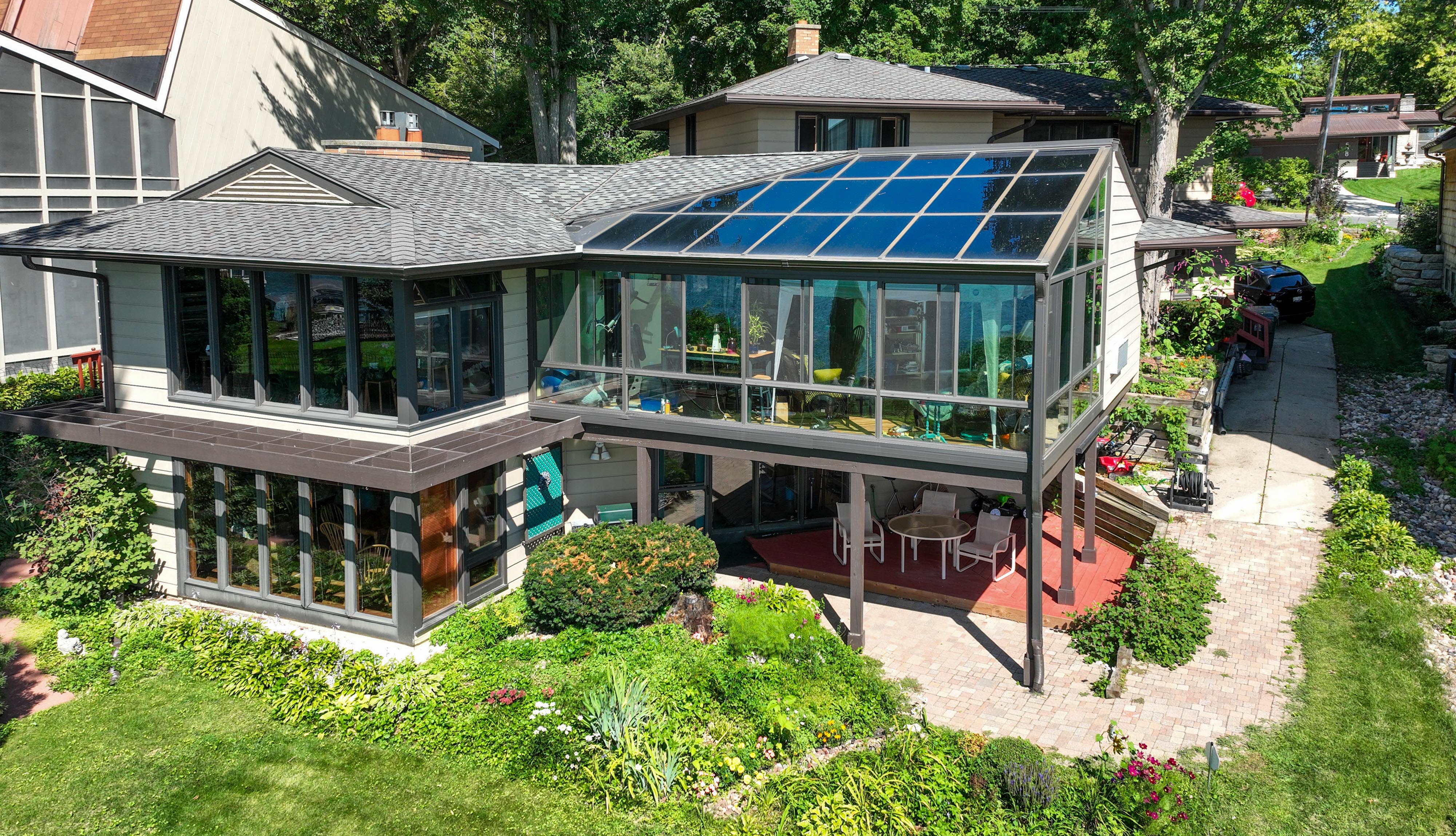 All glass sunroom after permit and construction in southern wisconsin